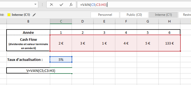 Exemple de DCF sur Excel
